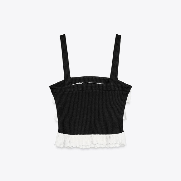 Zara Black and White Striped Ruffle Tank Top - Picture 4 of 7